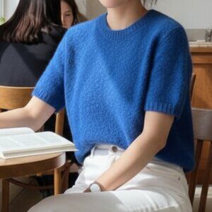 Blue Cozy Crop Sweater